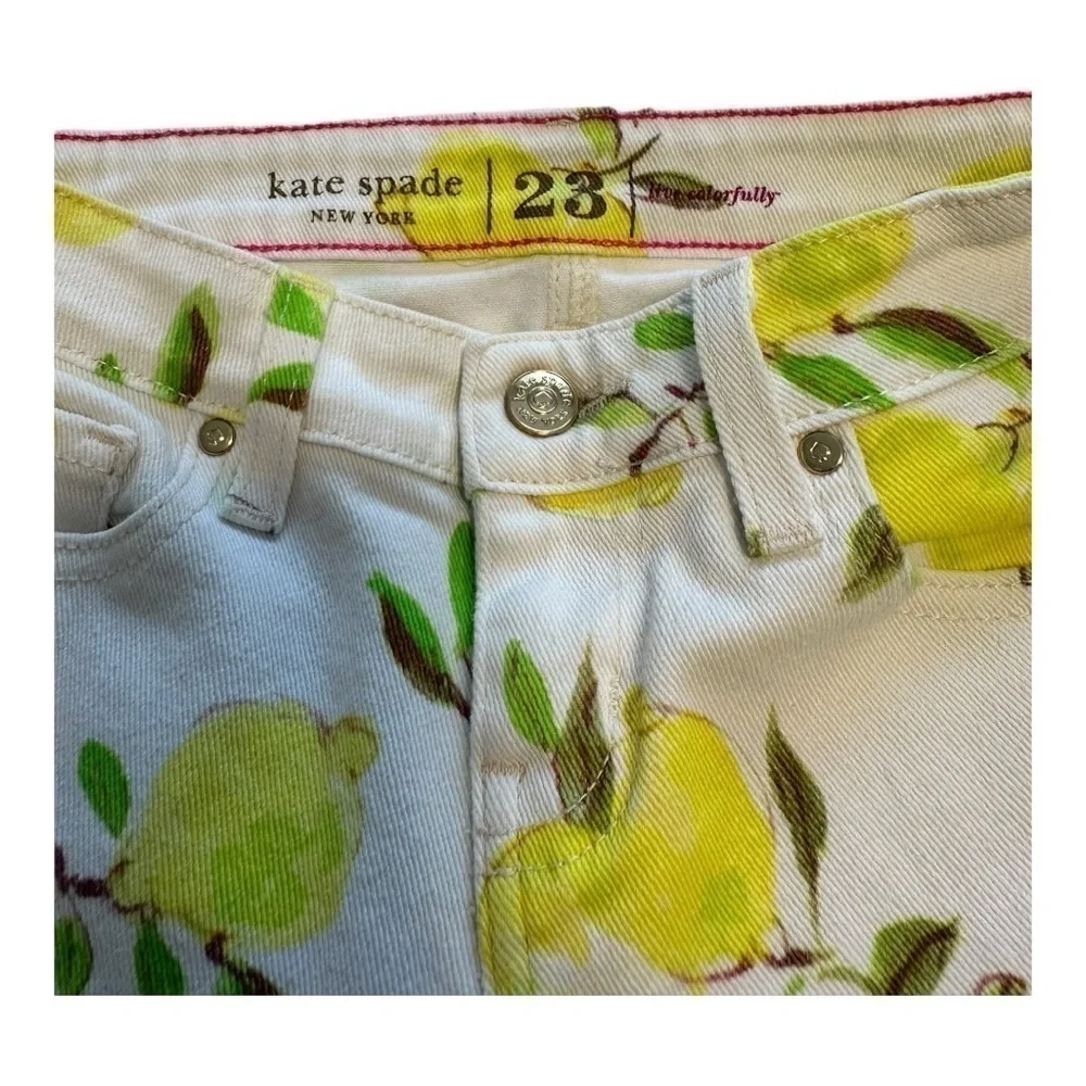 Kate Spade Ankle Length Skinny Jeans With Lemon Print - Size 23 - Picture 4 of 14